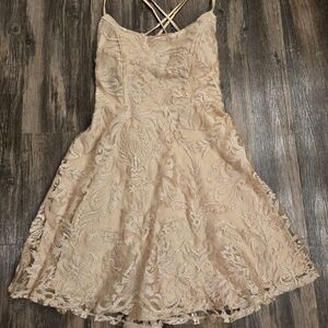 Windsor Beige Lace Mini Dress